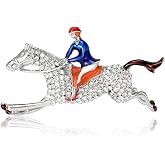 MALOYANVE Racing Horse Brooch Pin for Women Crystal Equestrian Horse Racing Pins Jockey Brooches Pony Horses Lover Dress Costume Accessories Jewelry