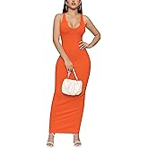Bamulu Bodycon Maxi Dress for Women Summer Casual Comfy Sexy Long Sundress Basic Fitted Tank Dresses Club Party Beach 2025