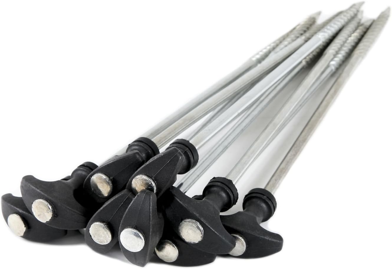 CampFeuer® - 10 x Heavy Duty Bivvy/Tent T-Pegs (30 cm), with Bag, Carp Fishing Camping - Image 4