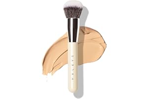 HALEYS Kabuki Makeup Brush VEGAN+CRUELTY-FREE, Sustainable Wood, Vegan Bristles for Airbrushed Finish, For Creams, Liquids, P