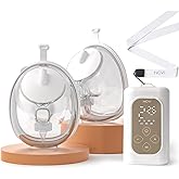 NCVI Ultra-Light Wearable Breastfeeding Pump Hands-Free, Hospital-Grade Portable Electric Breast Pump with Double Sealed Milk Cup, 21/24mm Flanges Suit for 17-23mm Small Nipples, 4 Modes 9 Levels