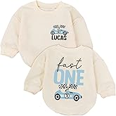 DAZANO Custom First Birthday Outfit Boy, Personalized 1st Birthday Boy Bubble Romper, One Year Old Boys Bday