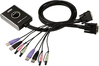 ATEN CS682 2 Port USB DVI Audio KVM Switch 1920x1200 Remote Selector