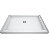 DreamLine SlimLine 42 in. D x 42 in. W x 2 3/4 in. H Center Drain Single Threshold Shower Base in White, DLT-1142420