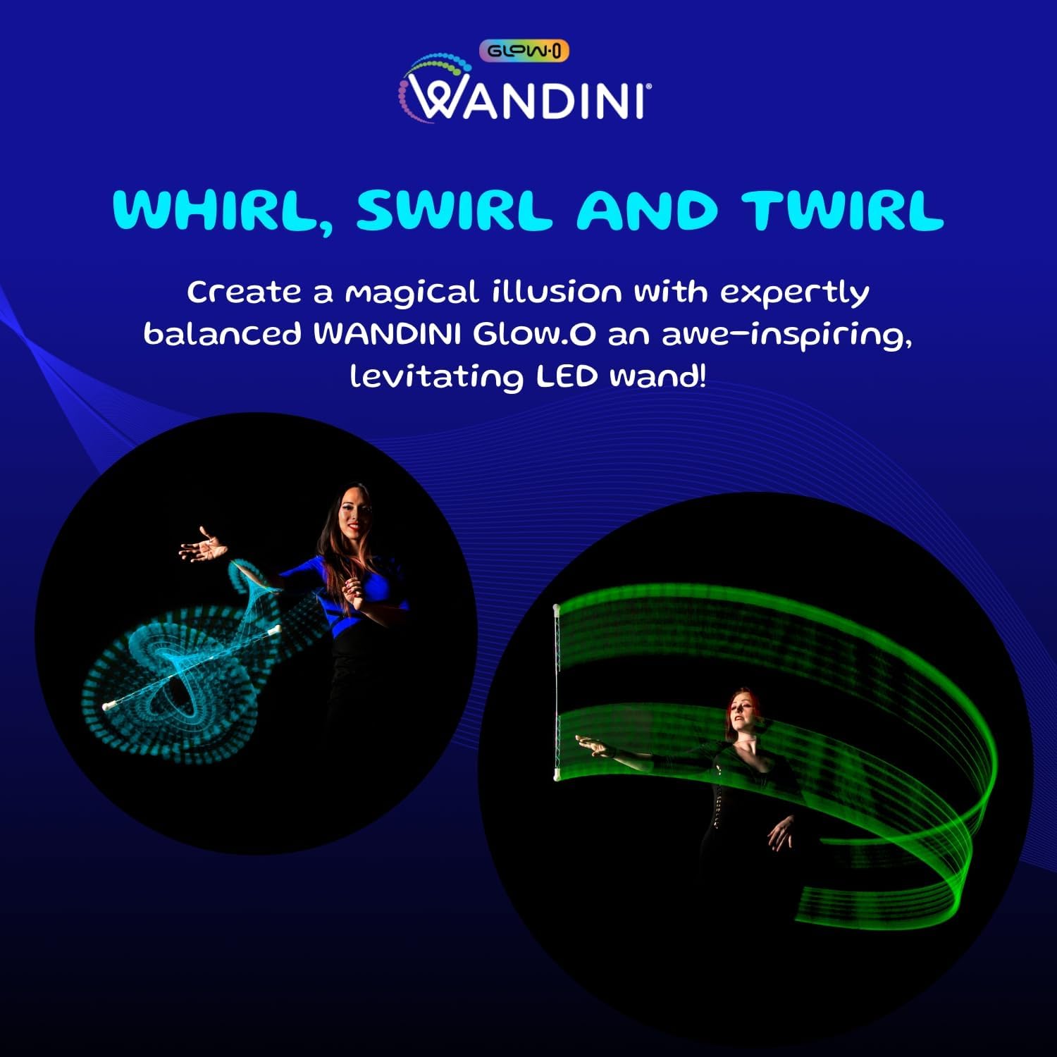 Glow.0 Magic Wand Collapsible LED Levitation Wand - USB Rechargeable Floating Wand - LED Light Wand with 22 Color Light Modes – Patented, Expertly Balanced LED Flow Wand Levitation Stick