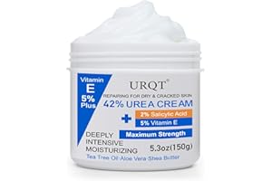 URQT 42% Urea Cream for Dry & Cracked Skin - Foot & Hand Cream with 2% Salicylic Acid, 5% Vitamin E, Tea Tree Oil, Aloe Vera, Shea Butter - Moisturizer & Skin Repair Cream for Feet Maximum Strength
