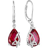 Blaniy Teardrop Dangle Drop Earrings for Women 925 Sterling Silver Butterfly Leverback Earring with Birthstone Jewelry Gifts for Her