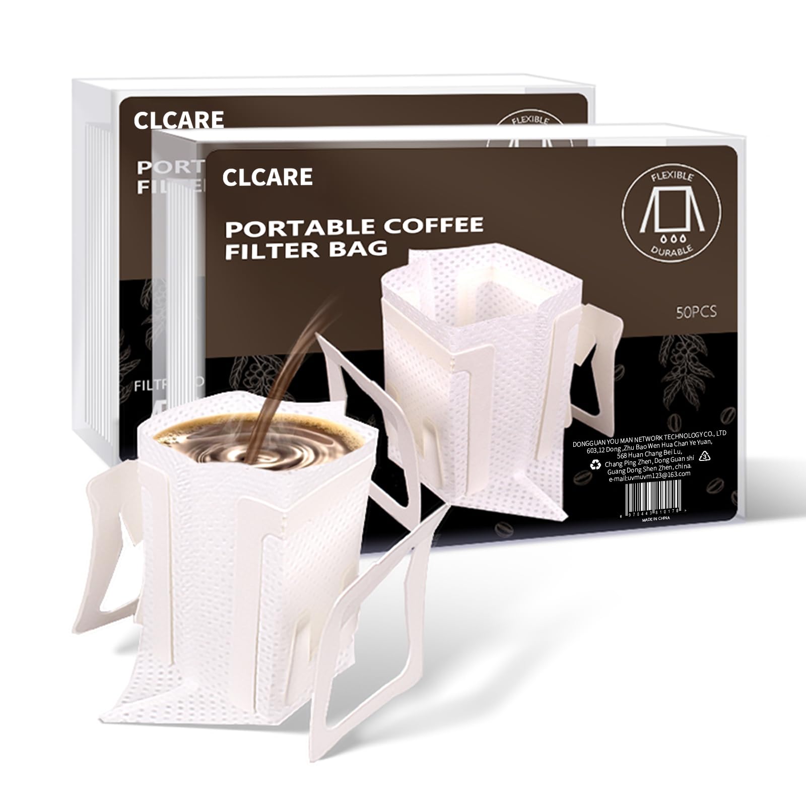 Portable Coffee Filter Paper Bag 100pcs Hanging Ear Drip Coffee Bag Single Serve Disposable Drip Coffee Filter Bag Perfect for Travel, Camping, Home, Office (100 PCS)