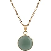 Real Jade Pendant Necklace with 14k Yellow Gold – Light Green Stone Genuine -Sage – Natural Rose Quartz Pink Crystal – Gold & Green Handmade Jewelry – Necklaces with Stone Charm – Lightweight – Dainty - Unique Gifts for Women – Birthday – Anniversary – Graduation – Teacher Appreciation Gift