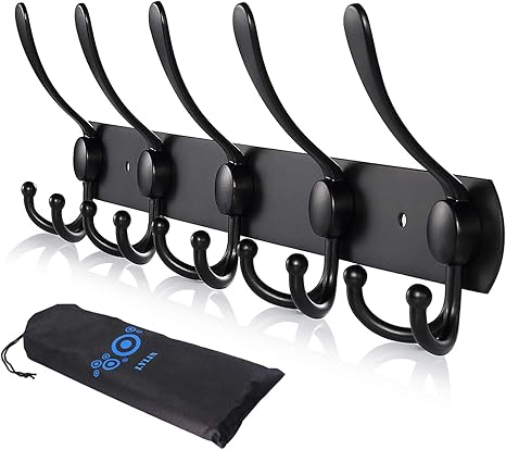 Appendiabiti Da Parete Con 15 Ganci - Acciaio Inox Nero, Per Cappotti, Asciugamani, Borse - Foto 6