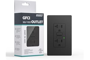 BSEED GFCI Outlet 20 Amp, Self-Test GFI Electrical Outlet with LED Indicator, Weather & Tamper Resistant GFCI Receptacle, Ground Fault Circuit Interrupters with Wall Plate, UL Listed, Black