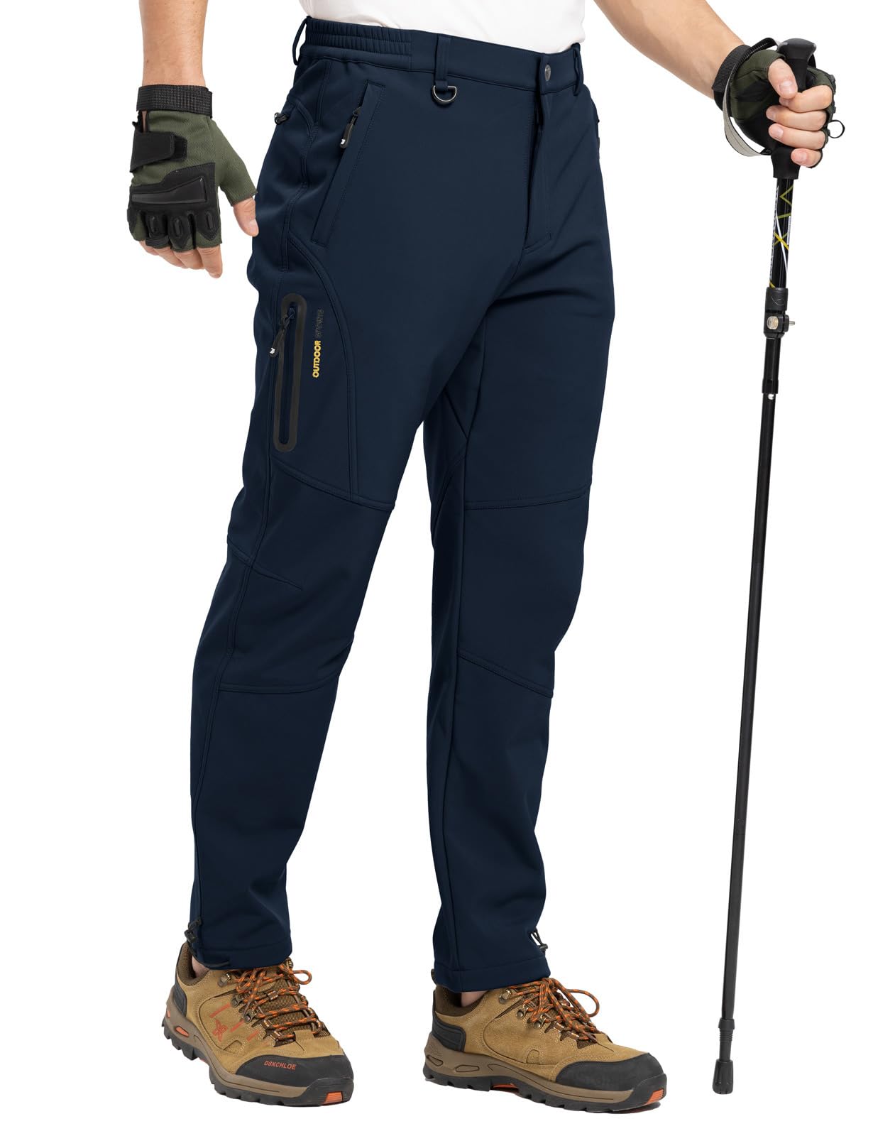 TBMPOY Men's Winter Hiking Pants Fleece Lined Snow Ski Softshell Warm ...