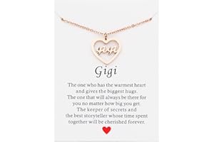 kaisinse Grandma Necklace Nanny Gift Heart Cutout Letter Nana Gigi Mimi Necklace Gift for Grandma from Grandchild with Message Card