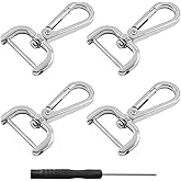 Litoexpe 4-Pack Detachable Snap Hook Swivel Clasp with 1 Inch Screw Bar, Silver Heavy Duty Swivel Lobster Claw Clasps, with Cross Screwdriver