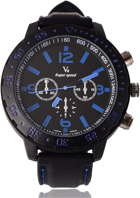 Amazon V6ブランド回転ダイヤルメンズボーイズクォーツ腕時計スポーツブラックラバーバンドカジュアルrelojes 2 メンズ腕時計 腕時計 通販