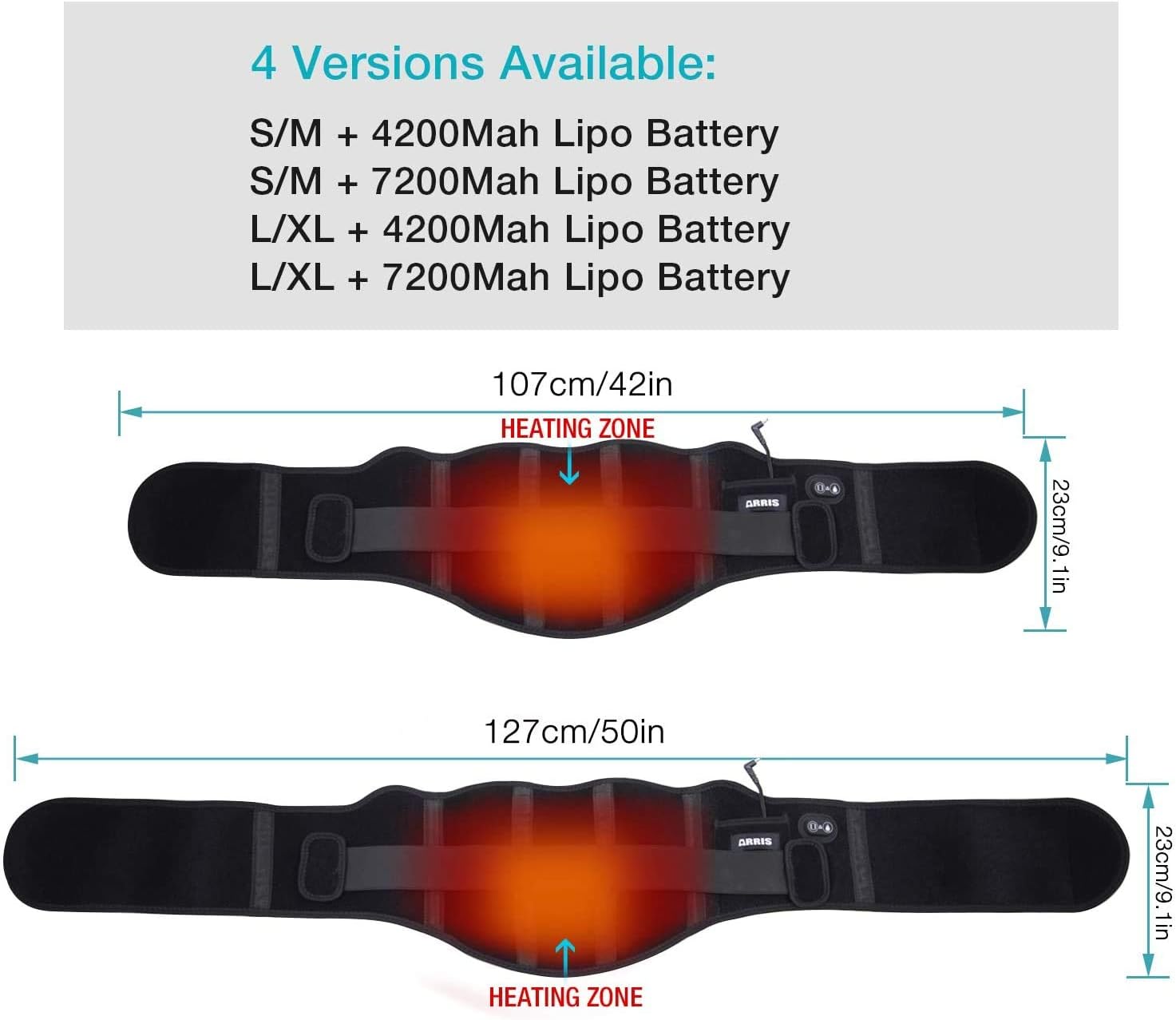 ARRIS Heated Back Massage Wrap, Electric Heating Waist Belt W/Vibration