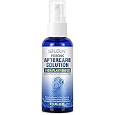 Piercing Aftercare Spray, Piercing Aftercare Solution, Sea Salt Spray for Body and Facial Piercings, Ear, Nose, Navel, Oral & Body Piercing Cleaner, Fine Mist 2 Fl Oz
