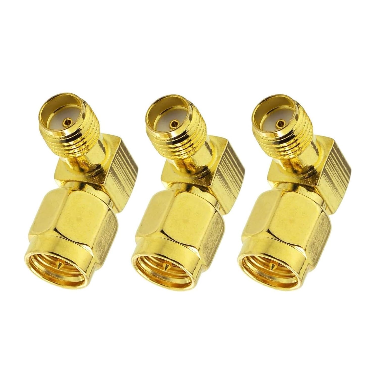 Mugetech 3PCS Right Angle SMA Connector 90 Degree Coaxial Adapter Male to Female SMA Connector for Audio FPV Antenna 3G 4G LTE Coax Antenna Radio Video Mobile