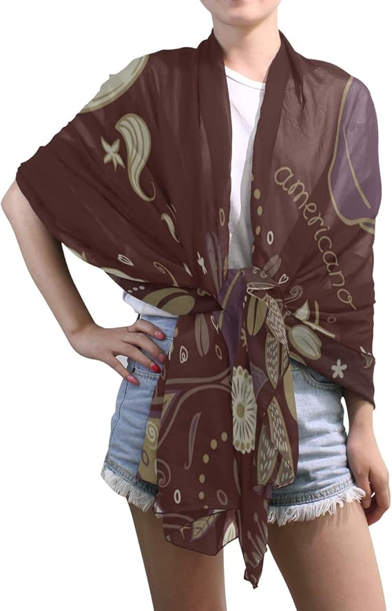 Kids Scarf Lightweight Cup Of Hot Drink With Coffee Neck Scarfs For