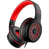 ELECDER i45 Kids Headphones Wired, On-Ear Headphones for School Teens, Red | Foldable Portable, 1.5M Cord Headphone Stereo Aux Jack 3.5mm Headset for Smartphones Chromebook Computer PC Airplane Travel