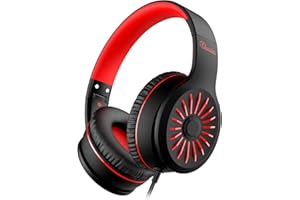 ELECDER i45 On-Ear Headphones with Microphone - Foldable Stereo Bass Headphones with No-Tangle 1.5M Cord, 3.5MM Jack, Portable Wired Headphones for School/Kids/Teens/Smartphones/Travel/Tablet - Red