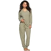 Felina - Serena V-Neck Top & Jogger Lounge Set | 2-Piece Ultra-Soft Knit Top & Pants Loungewear