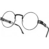 Zovbrei Retro Round Steampunk Glasses for Men Women Gothic Circle Vintage Clear Lens Glasses Hippie Style Eyewear