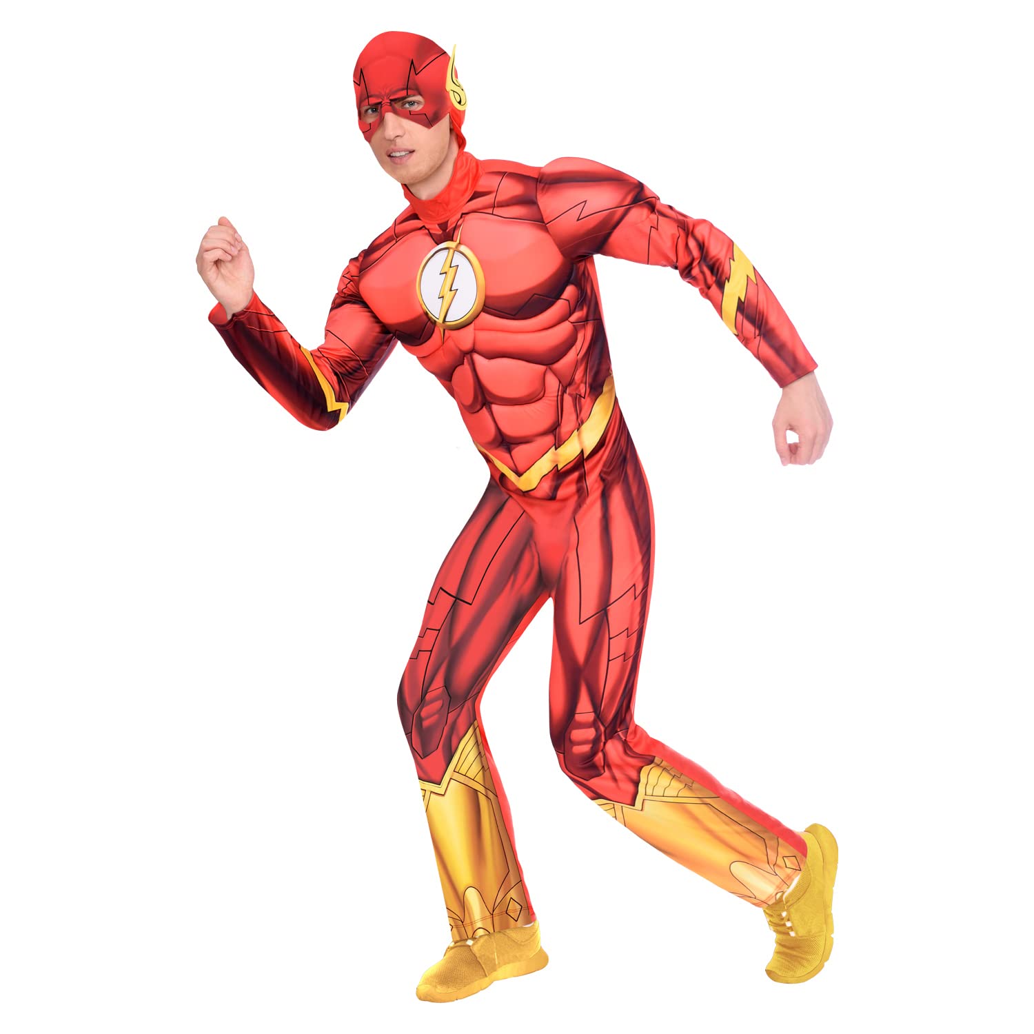 Amscan 9906107 Adult Mens Official Warner Bros DC Comics Licensed The Flash Fancy Dress Costume (Large),Red