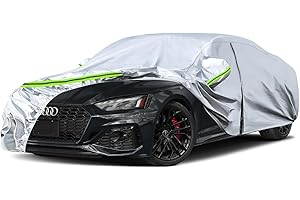 SPORTULI Waterproof Car Covers Replace for 2007-2025 Audi A5/S5, 6 Layers Silver All Weather Custom-fit Car Cover with Zipper Door & Windproof Bands for Snow Rain Dust Hail Protection