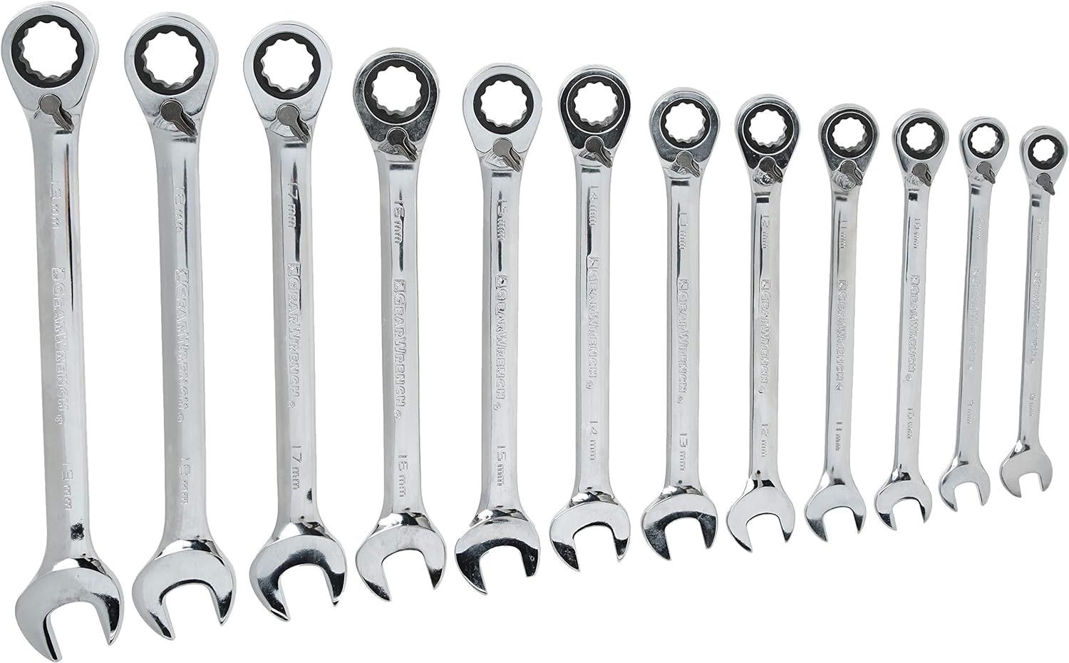 GearWrench 9620N Reversible Combination Wrench Set Metric, 8-19 mm, 12 Piece