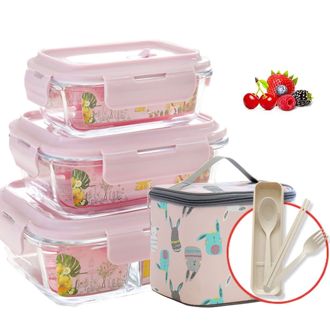 Levo fiambreras Berg Juego de 3 Vidrio, fiambrera Vidrio ...