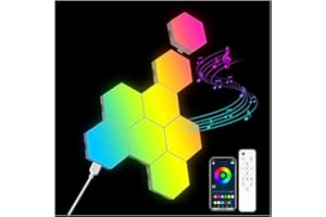 OJQ 8 Pack Hexagon Lights Wall RGB Panel - Hexagonal Led Lights Room Decor Wall Lights Smart APP Music with Sync Honeycomb Shape Panels Hexagon Gaming Night Lights for Bedroom Children