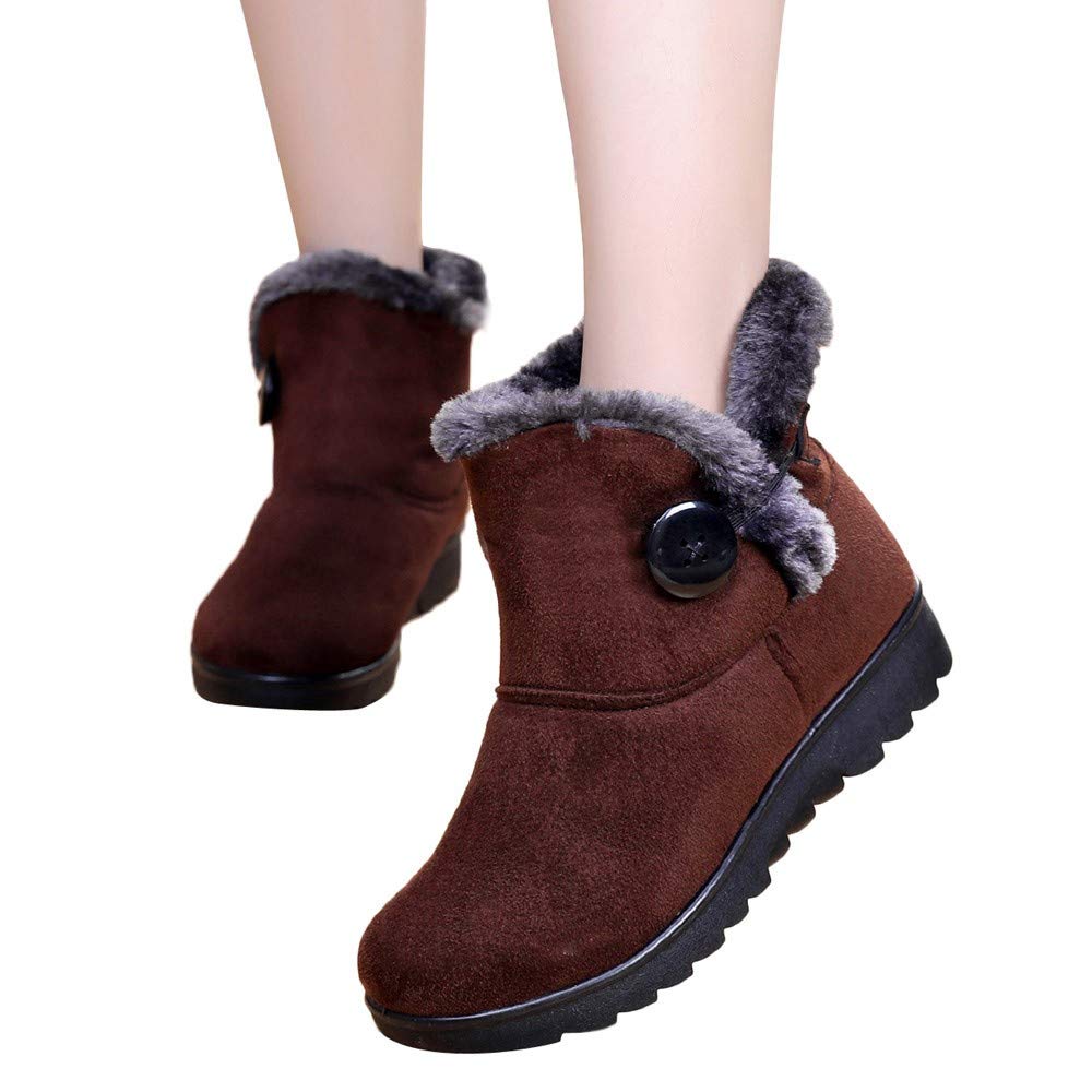 women waterproof fur lining slip on snow boots