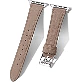 Soft French Goatskin Women Slim Leather Watch Band Compatible with Apple Watch 38mm 40mm 41mm 42mm 44mm 45mm 46mm 49mm, Thin Leather Strap Replacement for iWatch Series Ultra SE 10 9 8 7 6 5 4 3 2 1