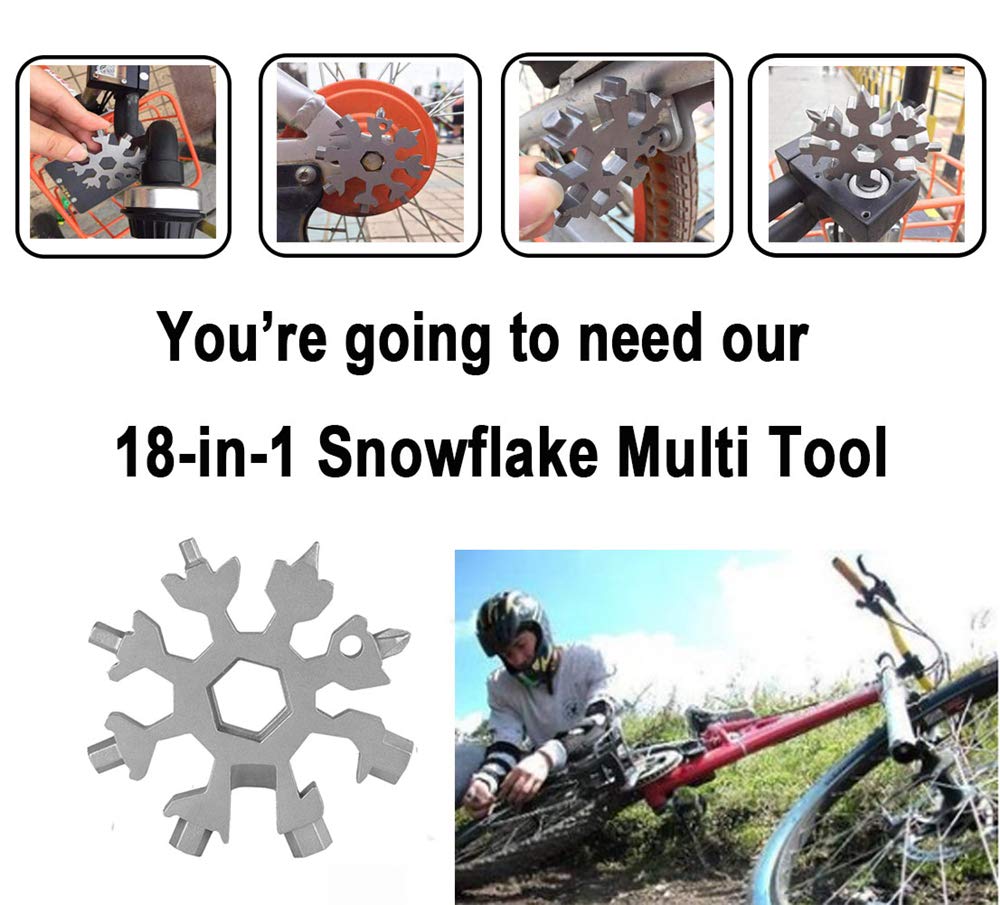 18-in-1 Stainless Steel Snowflake Multi-Tool, Multitool Keychain Bottle Opener Combination Outdoor Snowflake Tool - Black