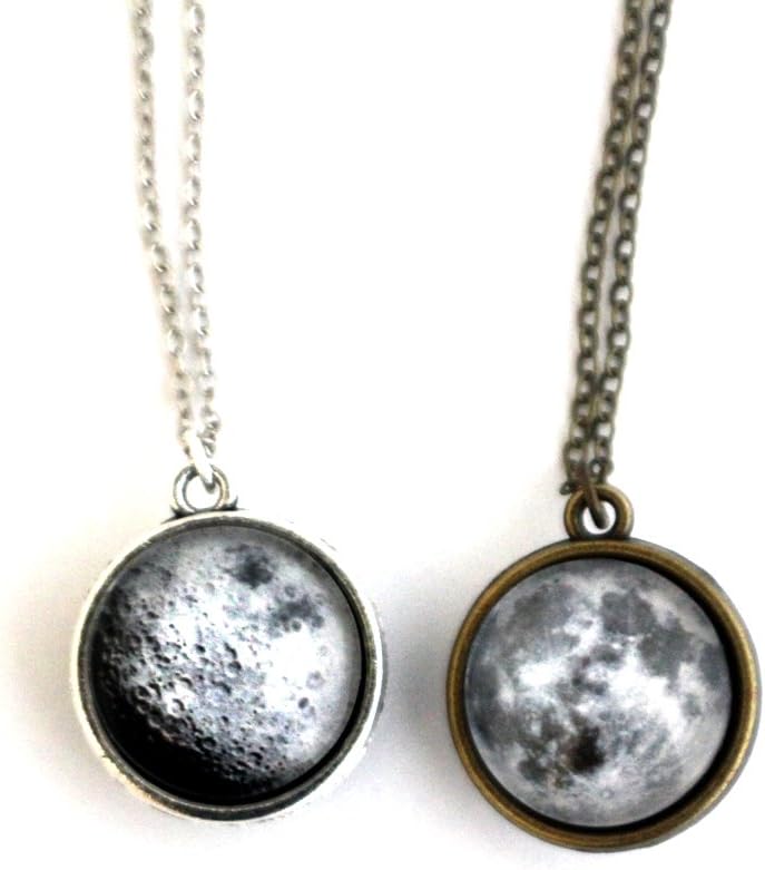 Space Jewelry Co Double Sided Moon Pendant Necklace