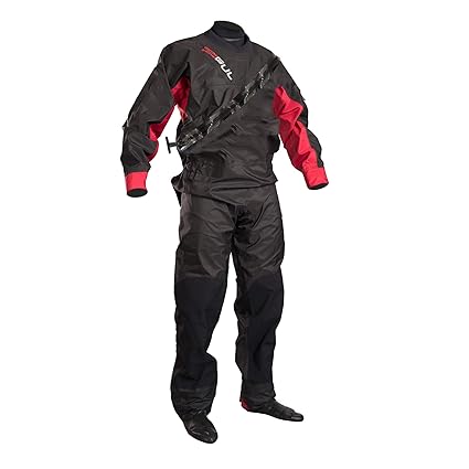 GUL Dartmouth ECLIP Zip Drysuit Dry in Schwarz und Rot - mit freiem Undersuit - Wärme verschweißte Nähte - 3 Schicht - Dry