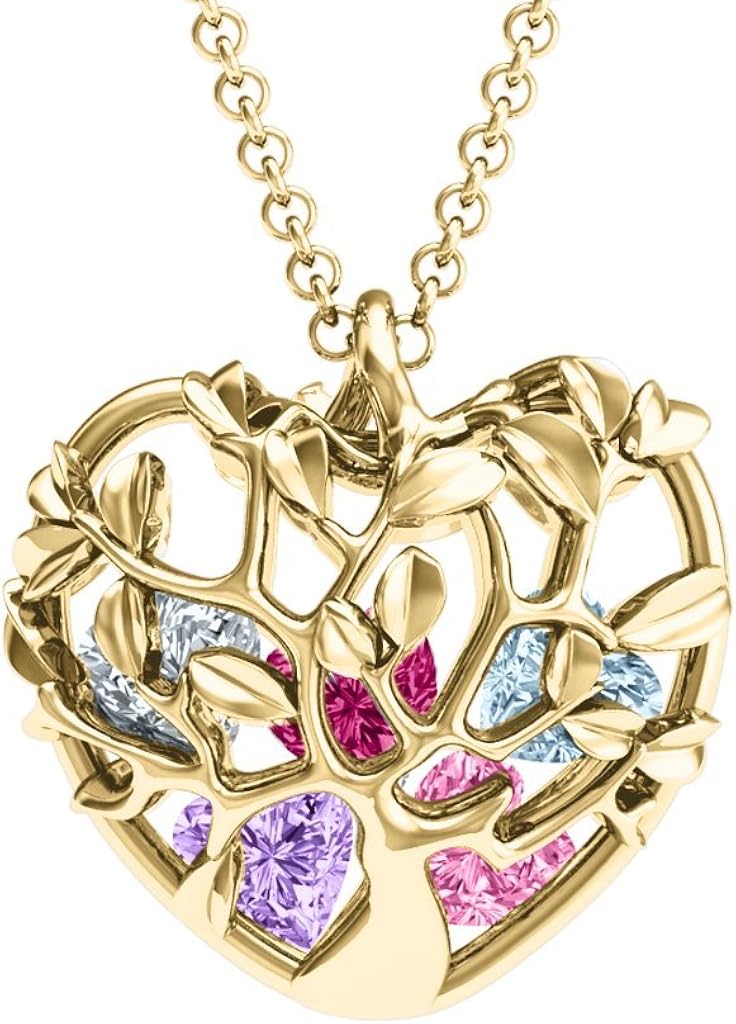 14k gold family birthstone necklace