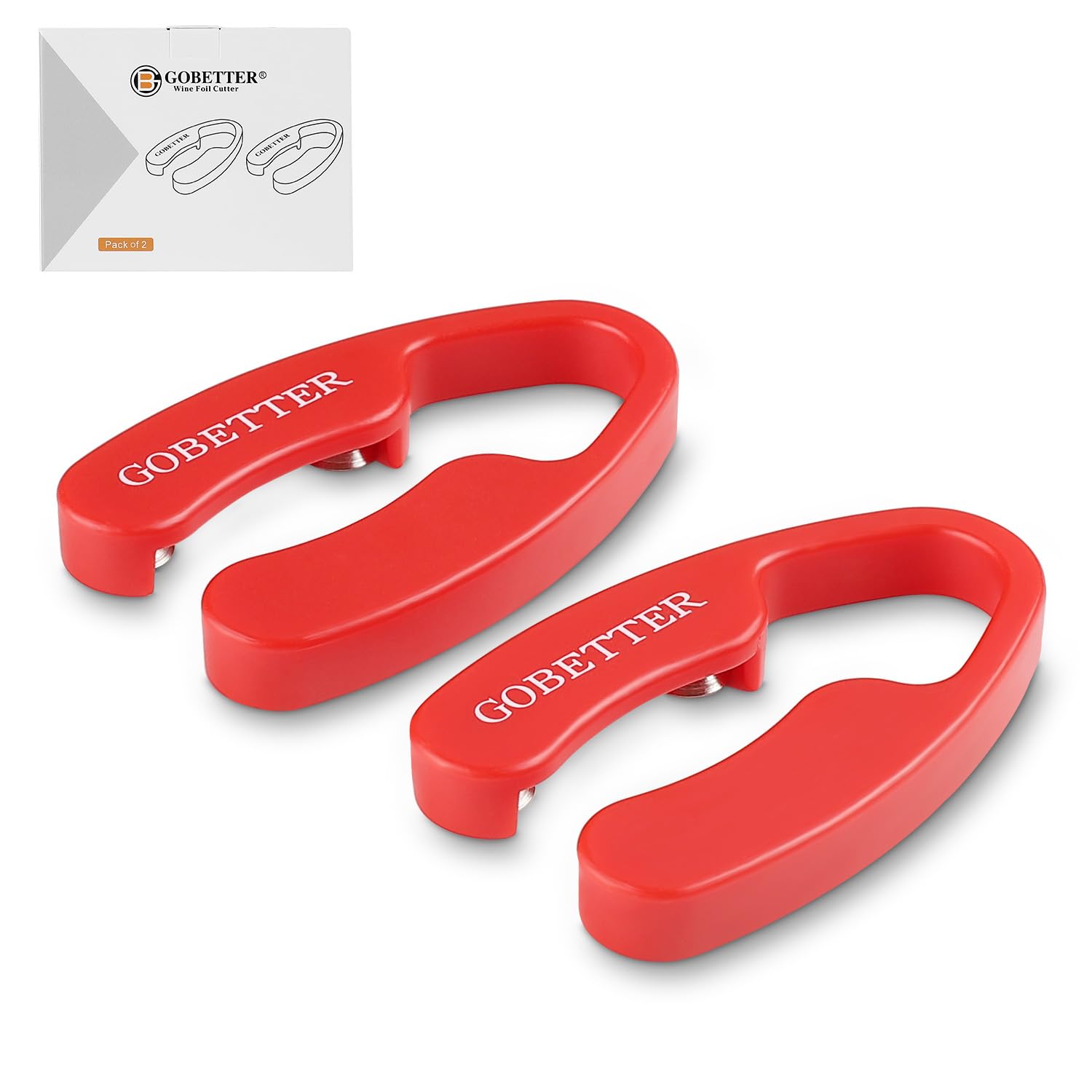 GOBETTER 2 Pcs Wine Foil Cutter Magnetic Design, 4 Stainless Blades Foil Remover Wine Bottles Opener Accessory, Removes Foil Top Effortlessly for Wine Lovers, Red