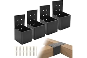 Pehciroe 4Pcs Pergola Brackets Post Top Rafter Brackets Deck Railing Brackets Connectors Pergola Wall Mount Bracket Kit for 4”x4” Wood Posts with Screws
