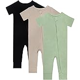 Gaiibbt Baby Pajamas Summer Short Sleeve 2 Way Zipper Footless Rompers 0-24 Months