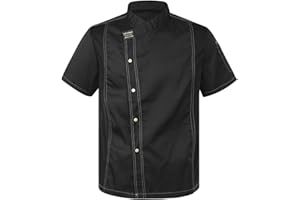Sinleey Unisex Men's Chef Coat Jacket Women Kitchen Restaurant Cooking Work Chef Uniform Shirt Tops