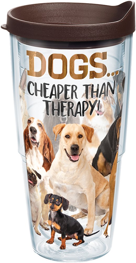 Tervis 1249735 Dog Therapy Tumbler with Wrap and Brown Lid, Tritan, Clear