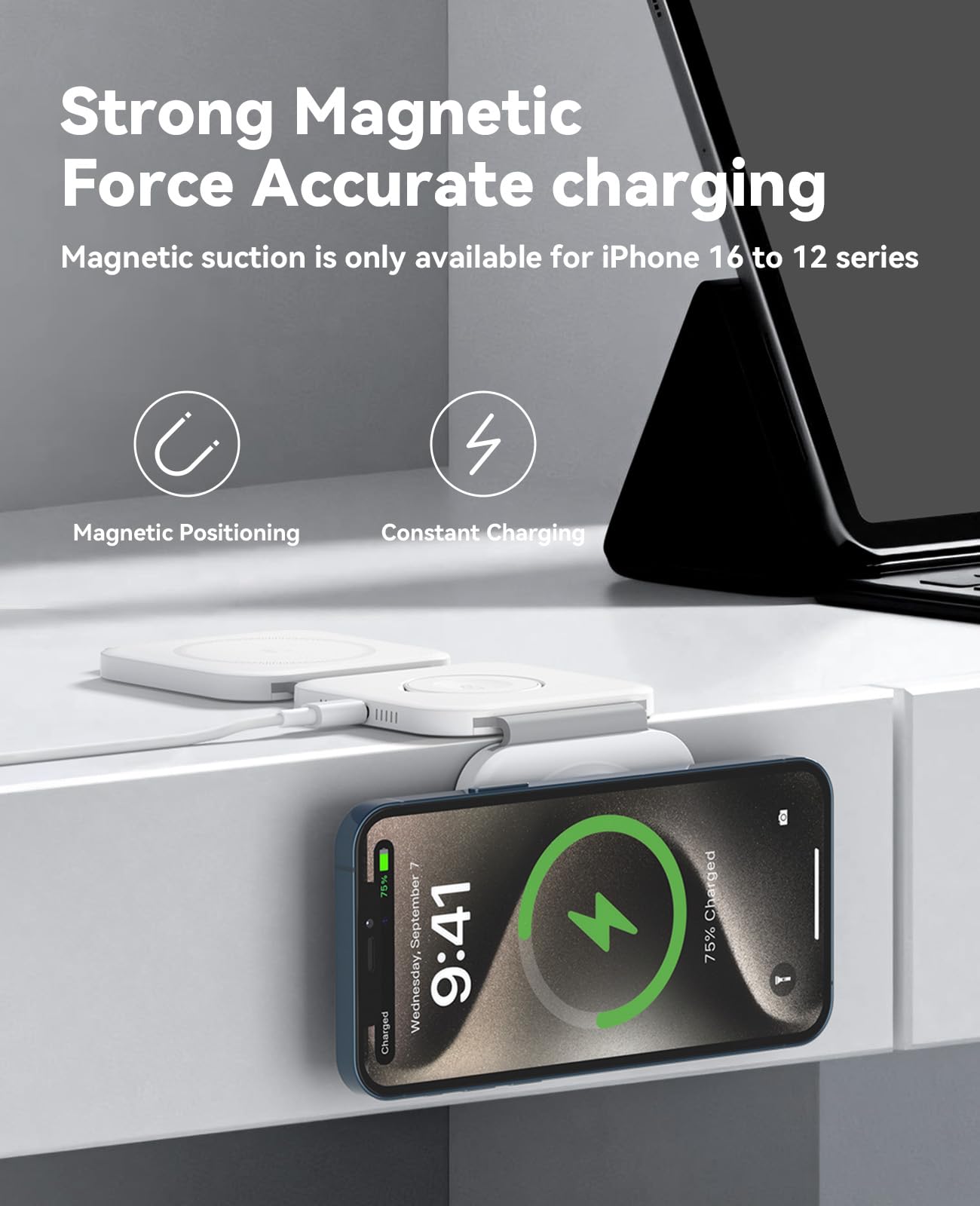3 in 1 Charging Station for Apple Multiple Devices, Foldable Magnetic Fast Wireless Charger Dock, Travel Charging Pad for iPhone 17 16 15 14 13 12 Pro Max Plus Apple Watch Series & AirPods 4/3/2/Pro