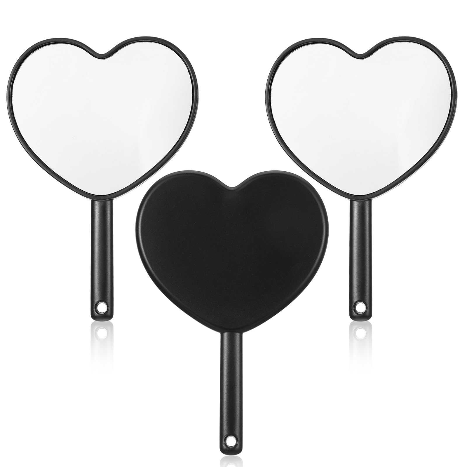 Photo 1 of **only two**Lusofie 3pcs Heart Shaped Hand Held Mirrors with Handle Drop Resistant - Small Hand Mirror - Portable Travel Cosmetic Mirror
