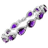 RIZILIA Tennis Bracelet & Pear Cut CZ [4 Colors Available] in White Gold Plated, 7"