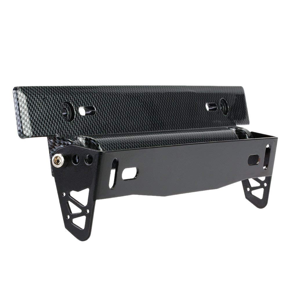 Adjustable Racing Carbon Fiber Style Car Van License Plate Frame Bracket Holder