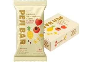 PEJI BAR Superfood Energy Bars | Golden Zing Pineapple Golden Berry Flavor | Gluten Free, 8g Protein, Fiber, Whole Ingredients, No Sugar Added | Adventure Ready Snack, 12 Count