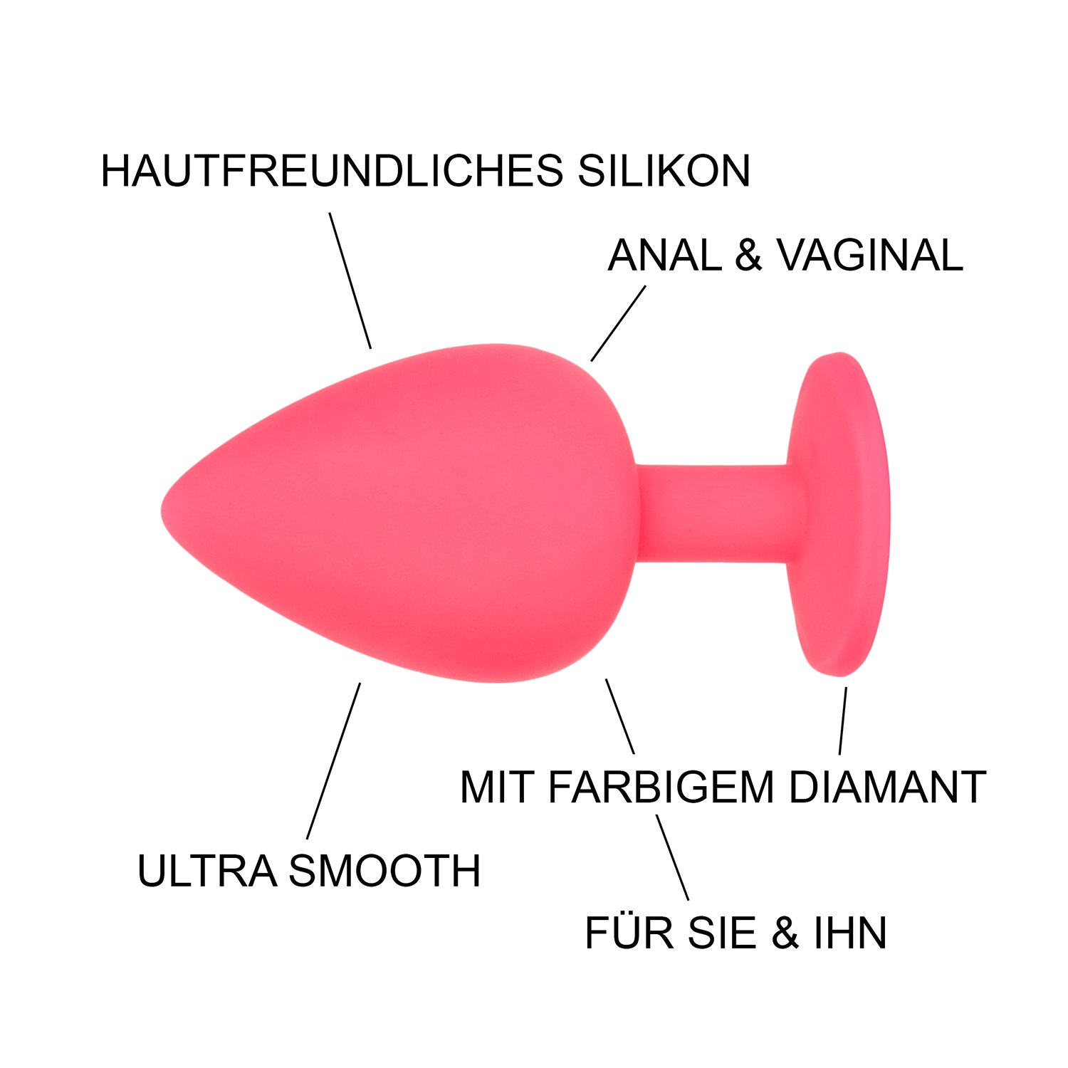 provocaTOY Analplug Set Sexspielzeug aus Silikon für Männer, Frauen & Paare – pink, lila oder schwarz in klein, mittel, groß - inkl. gratis Gleitgel