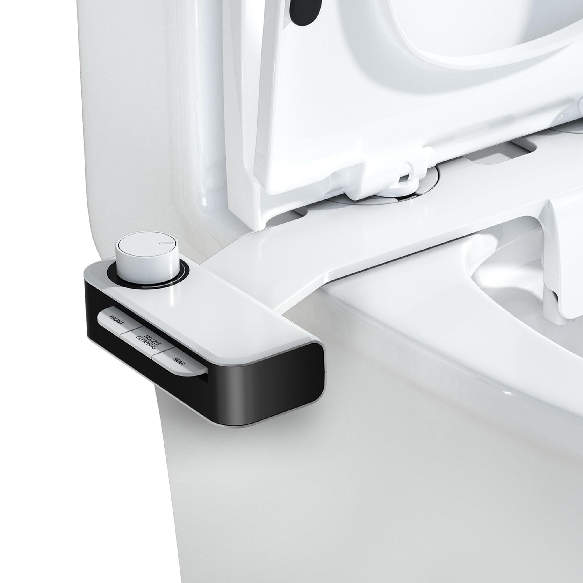Photo 1 of Ultra-Slim Bidet Attachment for Toilet Dual Nozzles Feminine & Rear Wash Bidet Toilet Seat Attachment Non Electric Self Cleaning Adjustable Water Pressure, Rear Wash